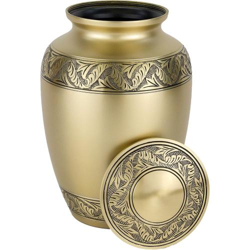 Classic Laurel Gold Cremation Urn for Ashes - Extra Large, Brass, Gold Companion Urn, Extra Large Adult Sized Cremation Urn, 11.625 Inches High