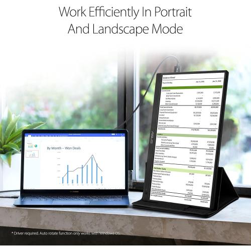 ASUS ZenScreen MB165B Portable USB Monitor- 15.6 inch, HD(1366x768), Narrow Bezel, USB-powered, Anti-glare surface