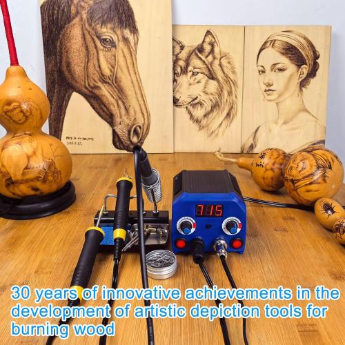 LH55-3-3 Wood Burner kit Wood Burning Tool Pen 200~750℃, Wood Burning kit with Digital Thermometer Temperature Adjustable Temperature 3 pyrographic Wood Burning pens 37 Wood Burning Pen Tips