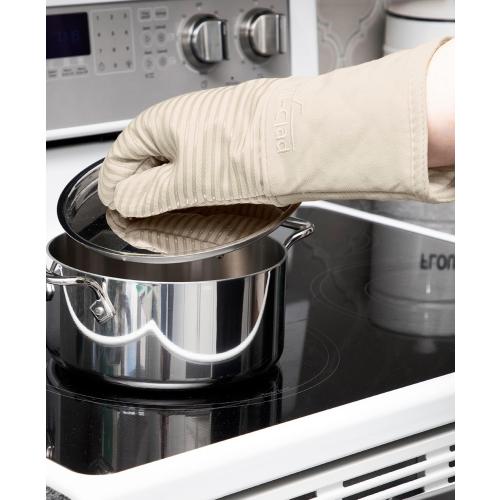 All-Clad Silicone Oven Mitts: Heat Resistant up to 500 Degrees - 100% Cotton & Silicone, 14x7 Oven Mitt for Kitchen and Barbeque, 2-Pack, Almond