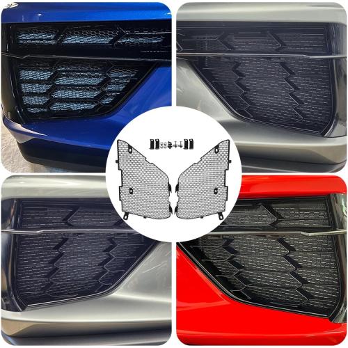 Upgraded Front Radiator Guards Grille for Corvette C8 Stingray Convertible/HTC 2020-2024, OEM Style Grille Vents Insert Mesh Set, Bumper Front Outer Grill Replacement with Instruction Manual