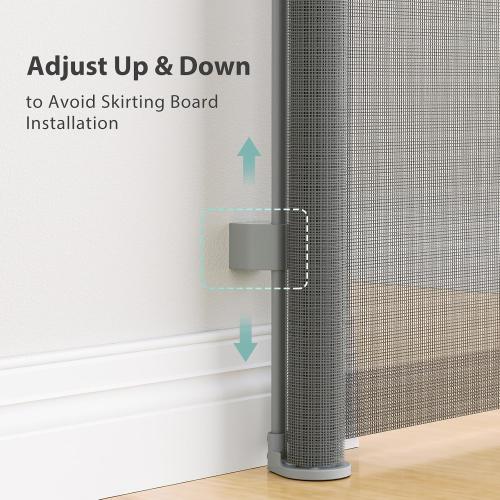 No-Drill Retractable Baby Gates for Stairs with Auto-Lock,33 Tall,Extends up to 55 Wide Mesh Baby Dog Pet Cat Gate with Double Lock for Doorways,Child Gate for Hallways Kitchen Indoor Outdoor Grey