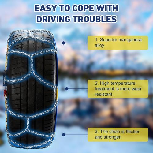 DEDC Snow Chains for SUV Tire Chains Compatible with Tesla Model Y Cars 1 Min Quick Fit Easy Chainsaw Reusable Universal Emergency Traction Chain Tire Width 235 245 255 265 275 - Set of 2 MS1521