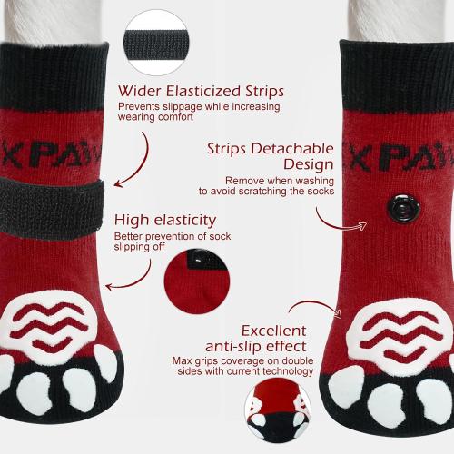 EXPAWLORER 6PCS Anti-Slip Dog Socks to Prevent Licking Paws,Dog Shoes for Hot Pavement,Best Paw Protector Traction Control on Hardwood Floor,Dog Booties for Puppy Small Medium Large Senior Dogs