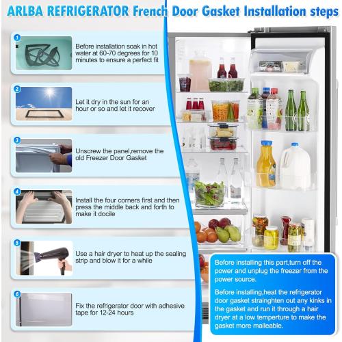 Upgraded 63x19.1 241786009 Refrigerator Fresh Food Door Gasket Compatible with Frigidaire,Electrolux and Kenmore Refrigerator Door Seal Frigdge Seal 241786013 241569801 241674801 4993961 Black