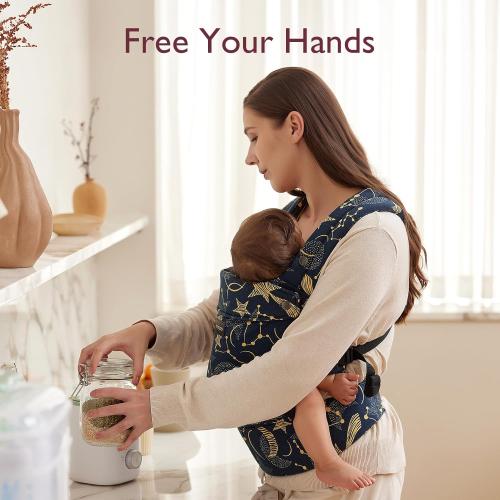 Momcozy Baby Carrier - Ergonomic, Cozy and Lightweight Carrier for 7-44lbs, Effortless to Put On, Ideal for Hands-Free Parenting, Enhanced Lumbar Support, Starry Night