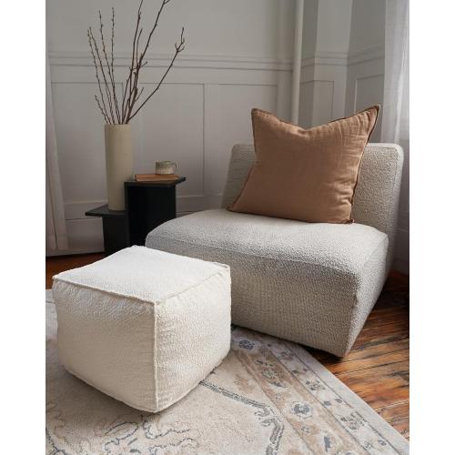 ZICOTO Beautiful Boucle Pouf Ottoman and Foot Rest - Elevate Your Living Room Decor with Lightweight Comfort and Charm - A Round Modern Foam Filled Foot Stool Perfect to Rest Your Feet