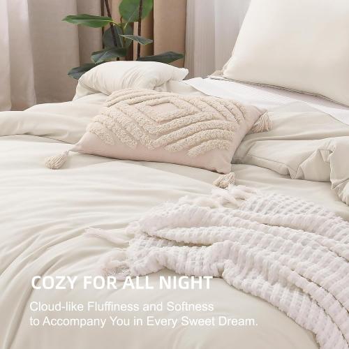 Litanika Comforter King Size Beige, 3 Pieces Lightweight Bedding Comforter Set, Down Alternative Comforter All Season Fluffy Bed Set Gift Choice