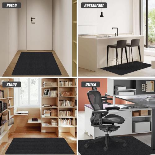 Sycoodeal Office Chair Mat for Hardwood Floor,Office Computer Gaming Chair Mat for Tile Floor,Large Floor Protector Rug,Anti-Slip,Easy to Clean,Pure Black