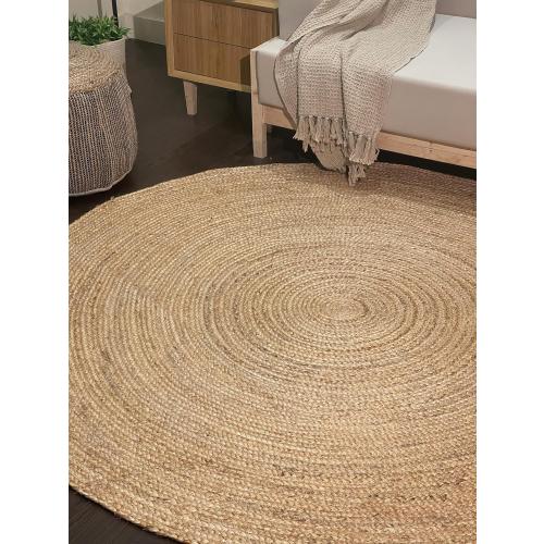 Chardin home Hand Woven Natural Jute Braided Rug – 8' Round | Rustic Boho Farmhouse Reversible Area Rug for Living Room, Dining Room, Nursery, Entryway, Study, or Patio | Solid Natural Fiber Rug