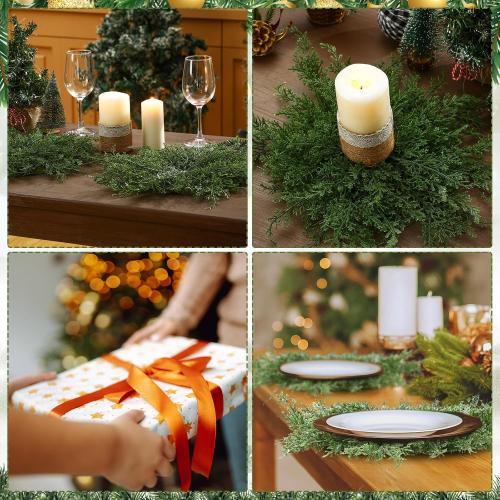 12 Pack Christmas Pine Placemats Bulk 20 Inch Christmas Large Round Artificial Realistic Pine Branches Place Mats for Xmas Dining Table Party Decorations