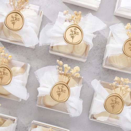 UNIQOOO Wax Seal Stickers - Baby‘s Breath Wedding Invitation Envelope Seal Stickers, Botanical 50 Pcs Self- Adhesive Antique Gold Stickers, Perfect for Invitation, Gift Wrapping, Crafts (Light Gold)