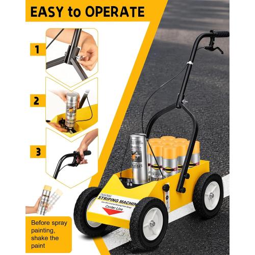 2395000 Heavy Duty High-Performance Striping Line Marking Machine, Parking Lot Striping Machine, Compatible with Professional Inverted Striping Spray Paint, 9.8 x 13 x 28.3, Yellow‼️needs heavy cleaning and missing piece‼️