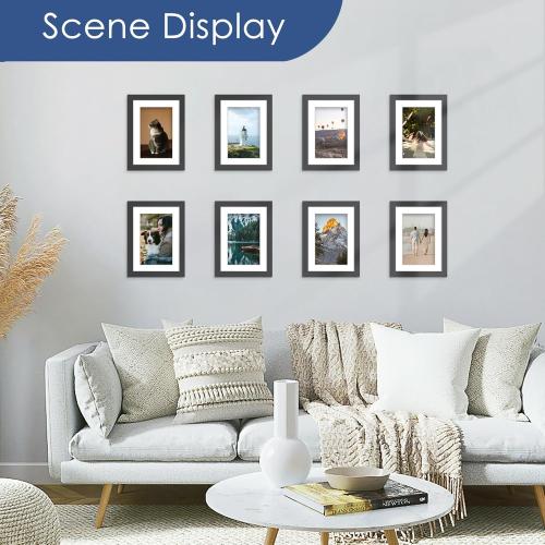 PEALSN 5x7 Picture Frame Set of 6, Display Pictures 4 x 6 with Mat or 5 x 7 without Mat for Wall Mounting or Table Top Display, Photo Frames Collage for Wall Decor, Black.