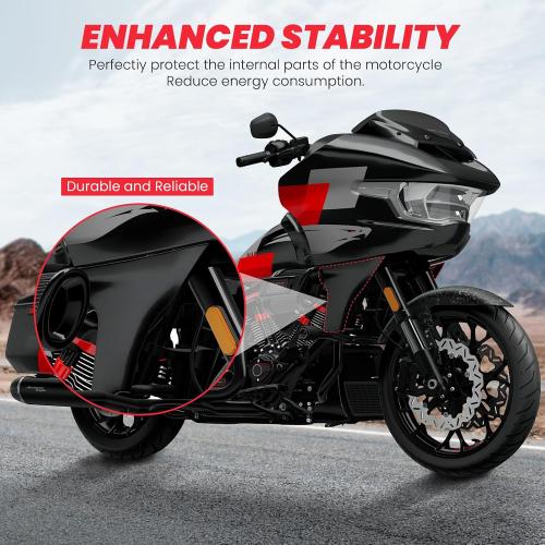 Side Panel Fairing Kit compatible with Harley Davidson CVO Road Glide FLTRXSE/FLTRXSTSE 2023-2025, Gloss Black Unpainted Spoilers Cover Support Bracket Kit,No-Drill