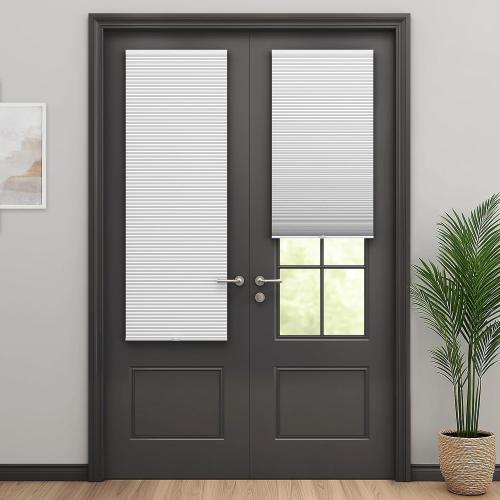 LazBlinds Cordless Cellular Shades for French Doors, No Drill French Door Blinds for Privacy, Blackout Light Blocking Honeycomb Shades for Sliding Doors Front Door Patio, 1 Pack, 26 W x 78 H, White