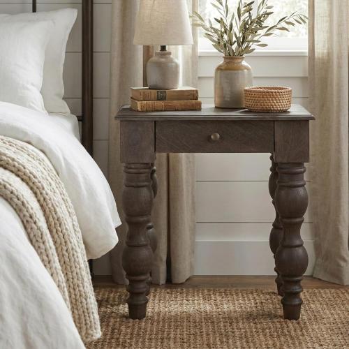 Casartis Living James French Country Side Table with Drawer (Coffee Brown)