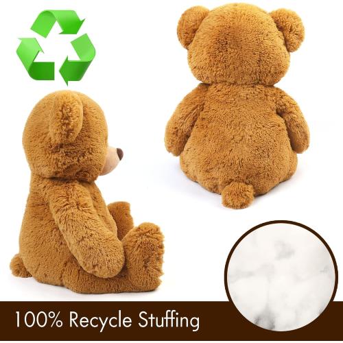 LotFancy Teddy Bear Stuffed Animals, 20 inch Brown Soft Cuddly Stuffed Plush Bear, Cute Stuffed Animals Toy with Footprints, Gifts for Kids Baby Toddlers on Baby Shower, Easter Decoration