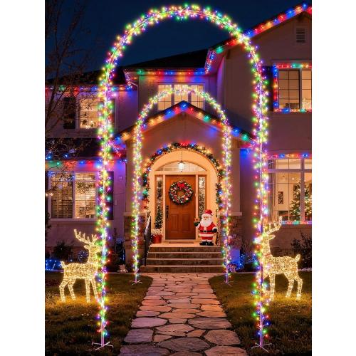 Flacchi Christmas Decoration Outdoor Arch Lights - 9.5FT 460LED Waterproof String Lights with Timer, 8 Modes for Holiday Party,Wedding, Garden, Patio (Multicolor)