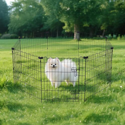 Size 24x24 Color Black Amazon Basics Foldable Octagonal Metal Exercise Puppy / Dog Playpen - Indoor/Outdoor, Single Door, Extra Small (8 Panels, 24 x 24), Easy to assemble and store, 24 - Puppy, Black