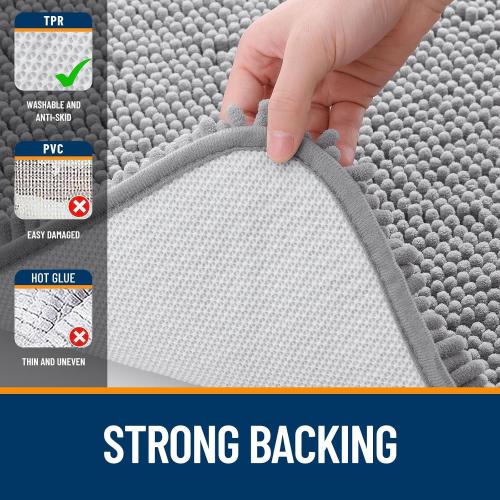 Okeo tex muddy mat ..Bathroom Rugs 70x46, Extra Soft Absorbent Chenille Bath Rugs, Rubber Backing Quick Dry, Machine Washable Bath Mats for Bathroom Floor, Tub and Shower, Home Decor Accessories, Grey