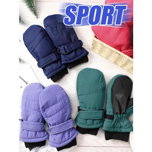 Newcotte 6 Pairs Winter Ski Mittens Kids Waterproof Warm Snow Gloves for Boys Girls Cold Weather Outdoor Activities