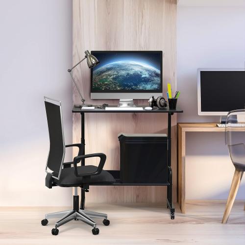 SHW 30.5 to 40.5 Height Adjustable Mobile Standing Desk Laptop Workstation for Walking Pad Treadmill, Black