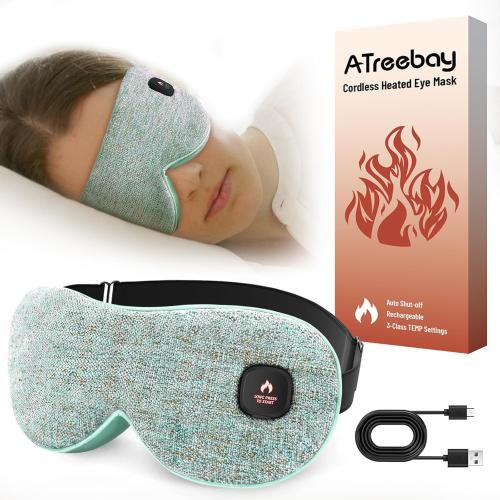 Blue and Grey Cordless Heated Eye Mask for Dry Eyes, Eye Mask for Dry Eyes, Washable Eye Heating Pad, Electric Warm Eye Compress, Gifts for Women Men (Blue Grey)