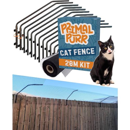 Cat Fence Outdoor Barrier - Top of Fence Height Extender Solution for Pets - Wall Topper – Invisible Solution for Small Dogs - Cat proofing Fence Extension - Catio (20m / 66ft)