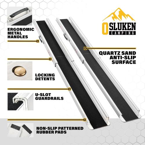 5FT Portable Wheelchair Ramp, 60L x 7.2W Aluminum Ramps for Wheelchairs for Home, 1200LBS Capacity Telescopic Non-Skid Threshold Handicap Wheel Chair Ramp for Doorways, Stairs, Steps, 2 Pack