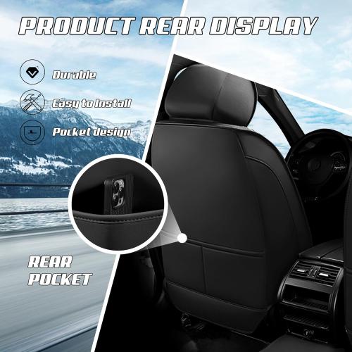 Car Seat Covers Fit for Ford F-150/F-250/F-350 2009-2026, Stylish Sport Seat Cover, Waterproof Wear-Resistant Premium Car Seat Cover，Ford F-150 Seat Covers. (2 Pcs Front/Black Blue)