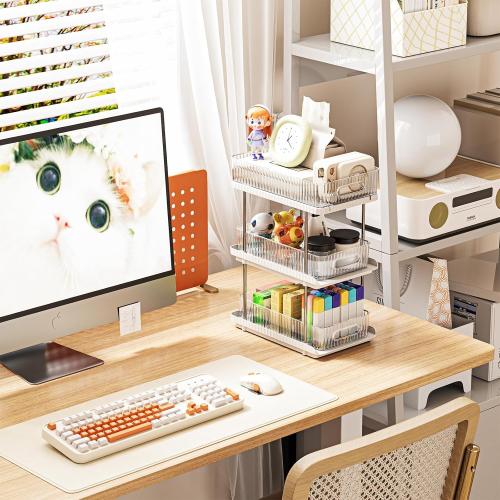 ESTHELLO 3-Tier Bathroom Counter Organizer: Vertical Storage Design for Crowded Counters, Vanity Organizer, Multi-Functional Organization, Lvory White