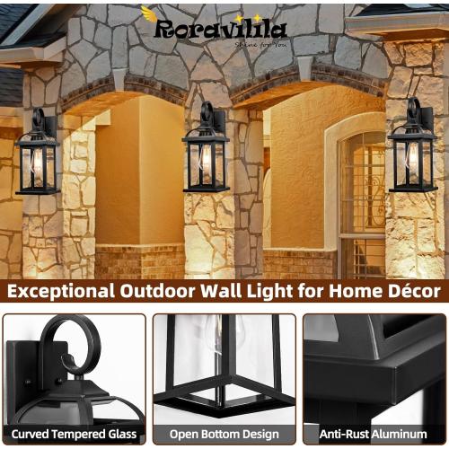 Black Exterior Light Fixtures 2-Pack, Anti-Rust Aluminum Outdoor Wall Lights for House Porch Lights IP65 Waterproof Clear Glass Outdoor Sconces Wall Mount Wall Lanterns, Matte Black