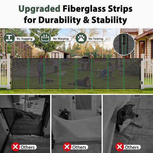 275 Extra Long Baby Gate Retractable Dog Gate, 23ft Retractable Baby Gates Extra Wide Driveway Gate, Reinforced 48 Extra Tall Pet Gate Outdoor Retractable Fence, Garage Gate Wide Dog Gate, Black