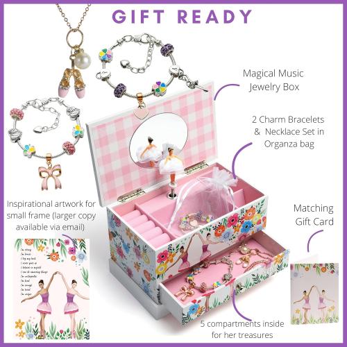 ABI   OLIE Ballerina Jewelry Box for Girls, Musical Jewelry Box, Kids Music Boxes - Perfect Dance Recital & Birthday Gifts for Girls 4-6 and 6-12