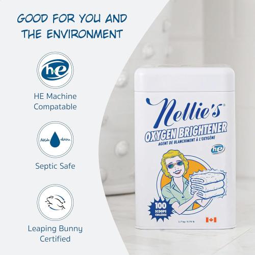 Nellie's Oxygen Brightener | Bleach Alternative Laundry Booster | 100 Loads