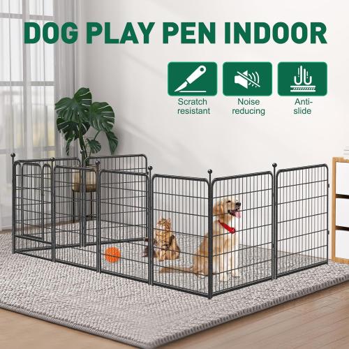 Dog Playpen Outdoor, 8 Panels 40 High Heavy Duty Metal Dog Pen, Pet Fence for Large/Medium/Small Dogs, with Doors Foldable Metal Dog playpen Exercise Pen for RV, Camping, Yard