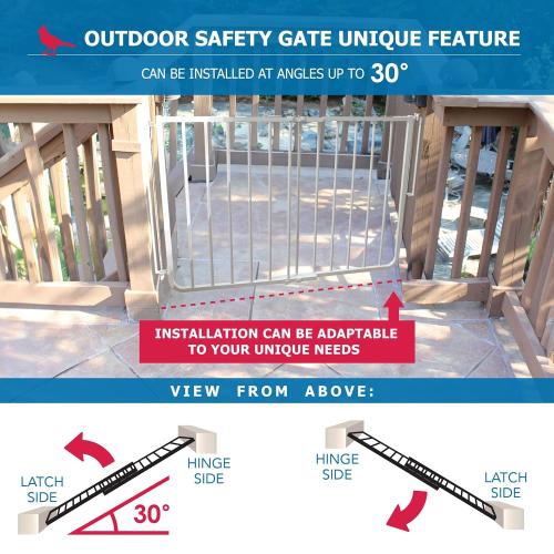 Cardinal Gates SS30OD Outdoor Baby Gate for Top of Stairs-Adjustable Outdoor Dog Gate-Aluminum Safety Gate for Kids & Pets - Can Install at Angles - 27 to 42.5 Inches Wide - White - USA Based Company