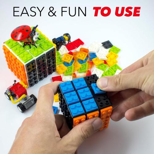 3x3 Brick Speed Cube with Building Blocks, Mini Toy Included, Compatible with Lego Cube, Educational Toy (Black)