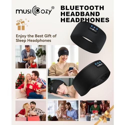 MUSICOZY Sleep Headphones Bluetooth 5.4 Headband, Sports Wireless Earphones Sweat Resistant Earbuds Sleeping Headphone with Ultra-Thin HD Stereo Speaker for Workout Running Cool Gadgets Unique Gifts