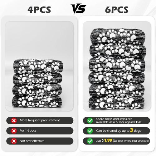 EXPAWLORER 6Pcs Anti-Slip Dog Socks to Prevent Licking Paws,Dog Shoes for Hot/Cold Pavement,Best Paw Protector Traction Control on Hardwood Floor,Dog Booties for Puppy Small Medium Large Senior Dogs