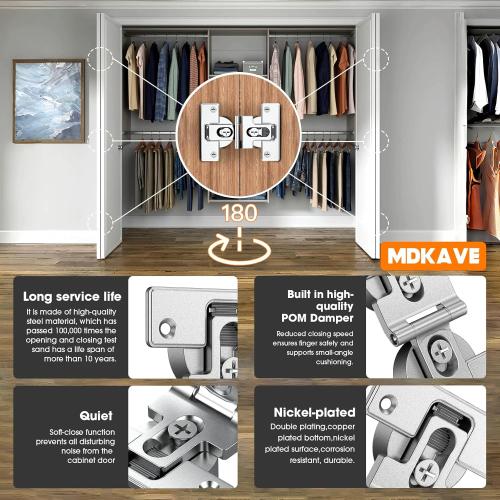 Bifold Door Hinges-Soft Close,180° Folding Concealed Hinge for Cabinets
