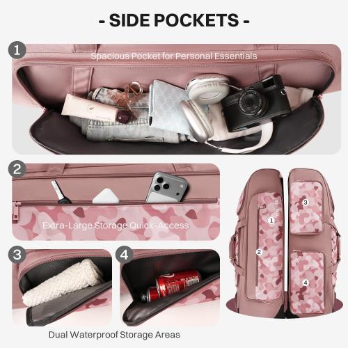 AUROTIER Large Rolling Baseball Catchers Gear Bag with Wheels, Wheeled Softball Bag for 4 Bats with Fence Hooks Waterproof Pocket Shoe Compartment for T-Ball Adult, Baseball Equipment Duffle Bag