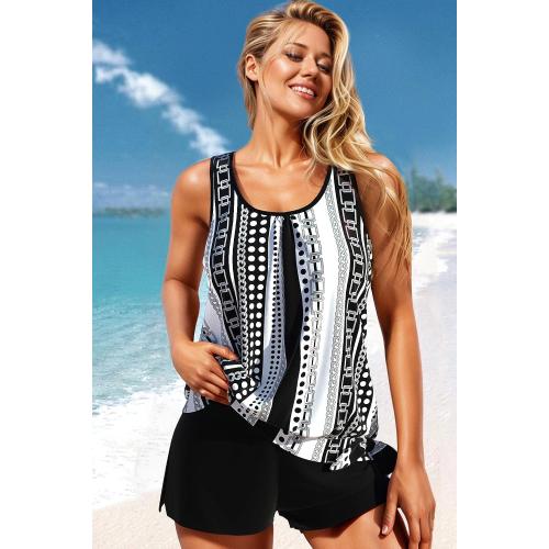 XL ROSEWE Modest Tankini Swimsuits for Women, Two Piece Athletic Womens Bathing Suits Blouson Tank Tops with Board Shorts