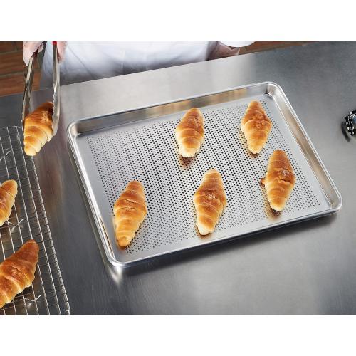CURTA 6 Pack Aluminum Sheet Pan Perforated, NSF Listed Half Size 18 x 13 inch Commercial Bakery Cake Bun Pan, Baking Tray
