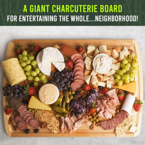 Greener Chef 30 x 20 Organic Extra Large Cutting Board with Lifetime Replacements – Wood Bamboo Chopping Board - Wooden Butcher Block Cutting Board for Carving Turkey, Grilling Brisket and BBQ