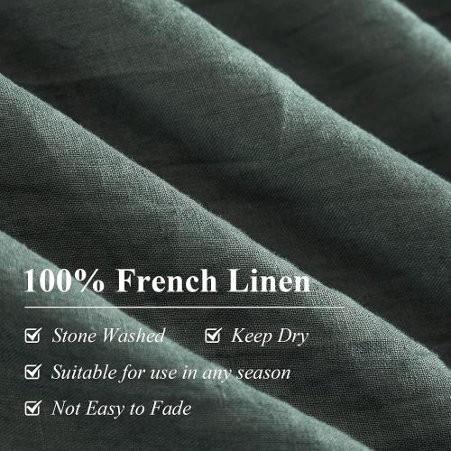1 Pack Ivellow Green Linen Duvet Cover King 100% Pure Washed French Flax Linen Duvet Cover King Size Soft Breathable Natural Linen King Duvet Cover Linen Bedding
