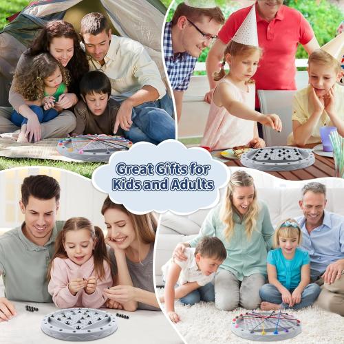 2 in 1 Board Games, Magnetic Chess & Rope Untangling Puzzle Game, Travel, Family Games for Kids and Adults, 40 Pcs Stones, Brainy Knots, Multi-Challenges for Age 8 , Educational Strategy, 2-4 Players