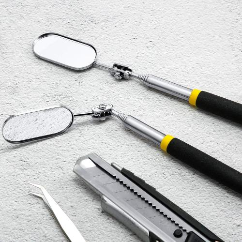 Maitys 2 Pcs Telescoping Inspection Mirrors Extend up to 28 Inch Eyelash Inspection 360 Rotation Adjustable Extension Detachable Telescoping Pocket Mirror for Technician Mechanic Vehicle Small Part