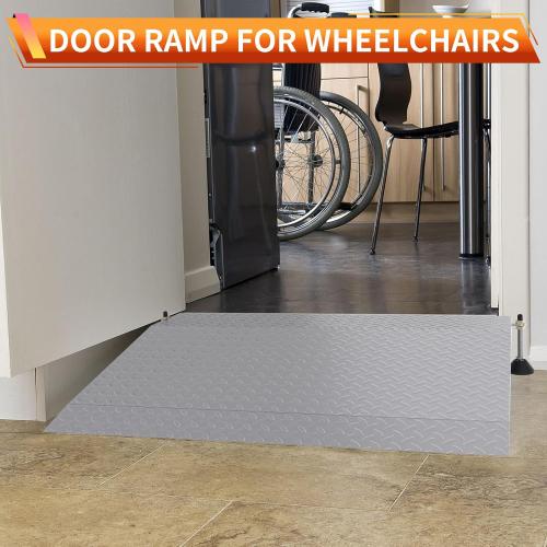 Size 25.6L*39.4 W,  YEEZOO Door Threshold ramp with Adjustable Height for 3.0“ to 6.0 Height Rise, Doorway ramp Threshold for wheelchairs/carts/Walker/Scooter (25.6L*39.4 W, Alloy Iron, 38LBs)